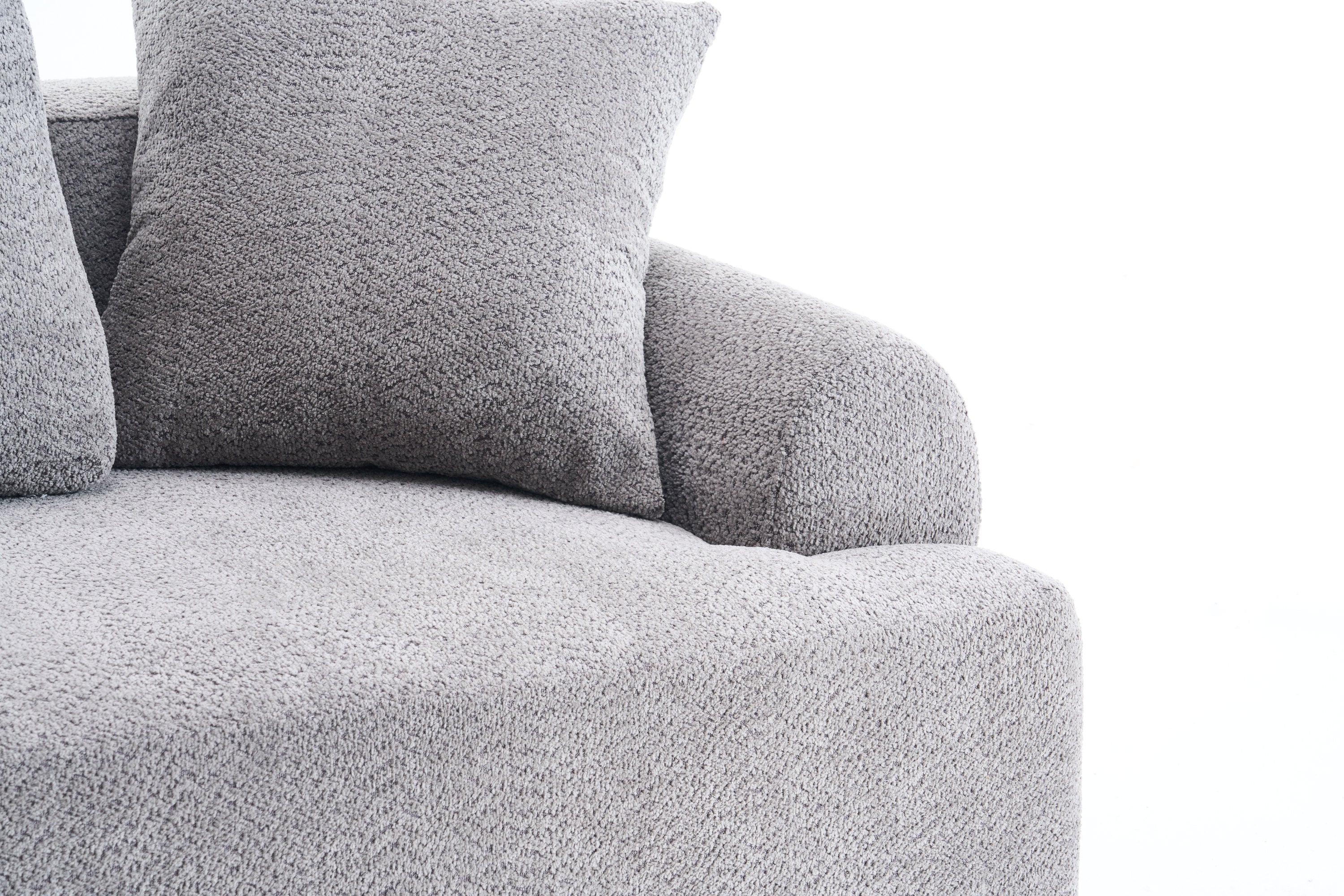 LY-024GY COMPRESSION SOFA: 4-seater combined sofa, Crochet Yarn Fabric, full sponge compression sofa,combined sofa with 4 pillows for home living/ Home Furniture/ Apartment/Office/House