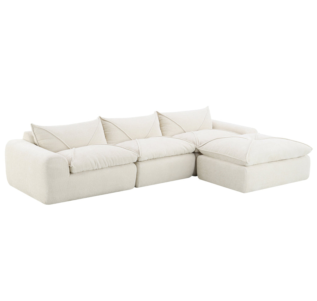 [VIDEO Provided] 116'' Fully Compressed Sofa with High Density Foam, No Assembly Required, Legless Design without Frame, Integrated Backrest and Seat Cushion, Free Combination, Particle Chenille