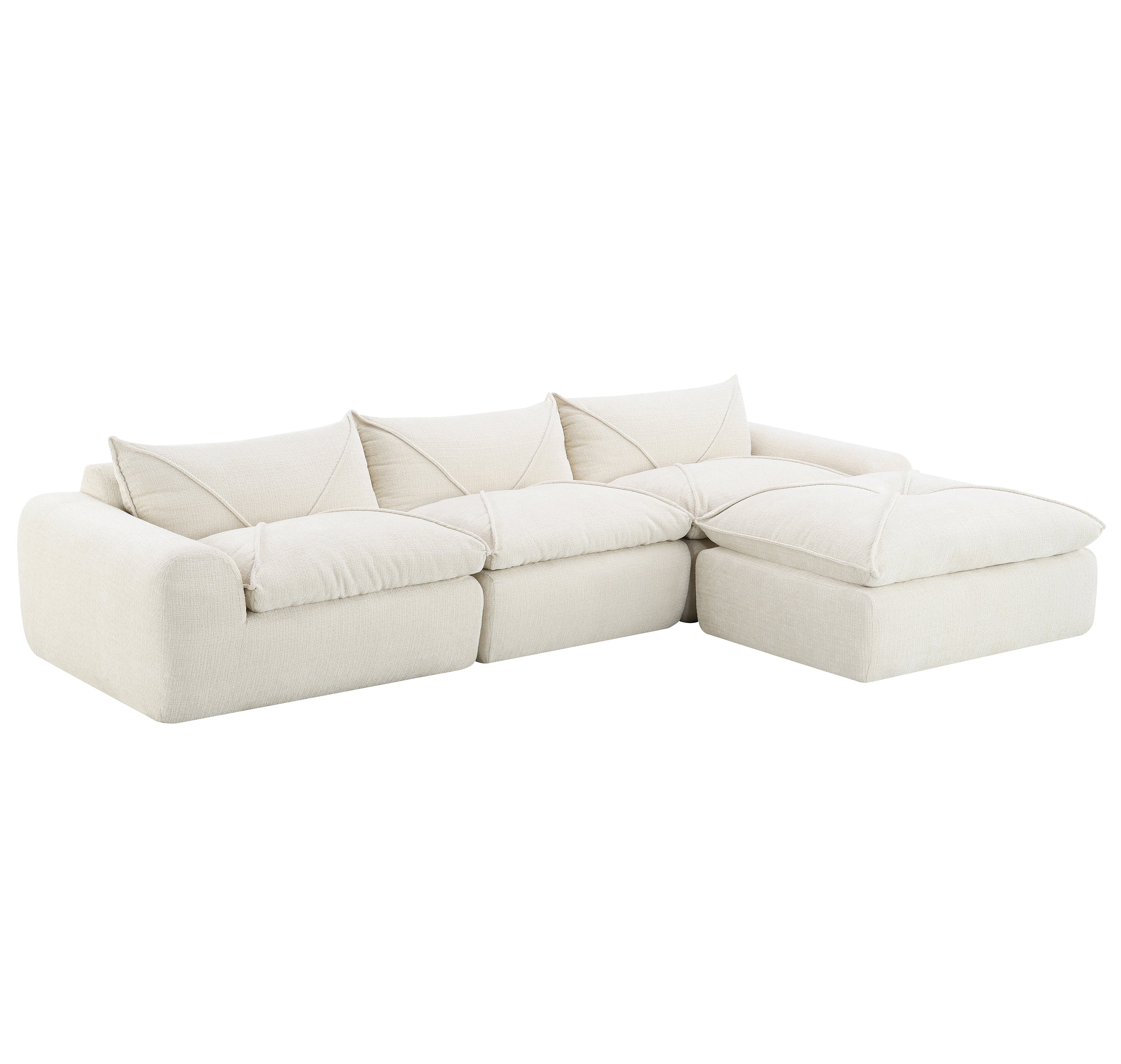 [VIDEO Provided] 116'' Fully Compressed Sofa with High Density Foam, No Assembly Required, Legless Design without Frame, Integrated Backrest and Seat Cushion, Free Combination, Particle Chenille
