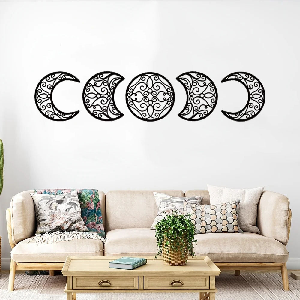 Set Of 5 Wrought Iron Crescent Moon Wall Art Home Decor