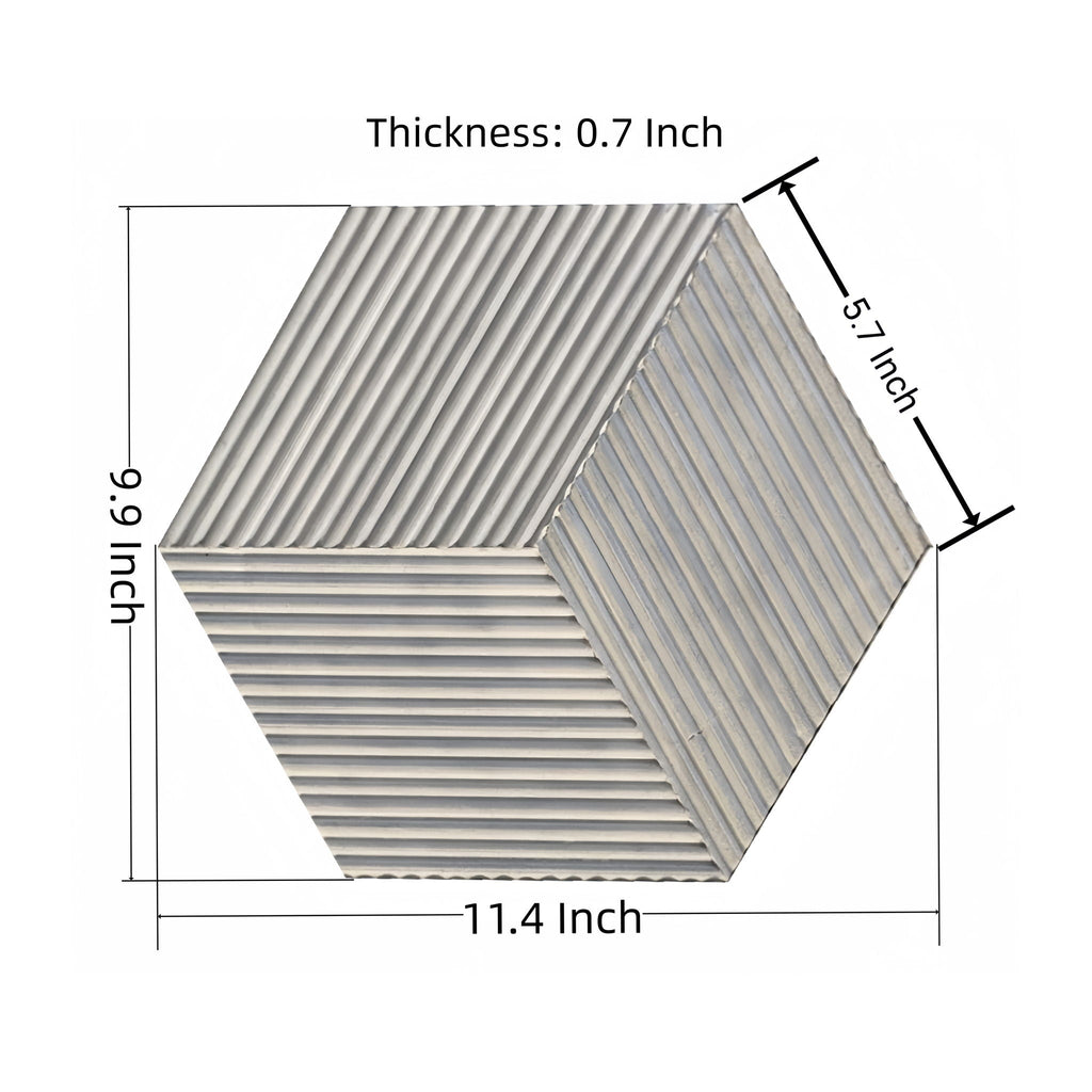 Hexagon Natural Stone Marble Tile, 3D Fluted (Set of 12)