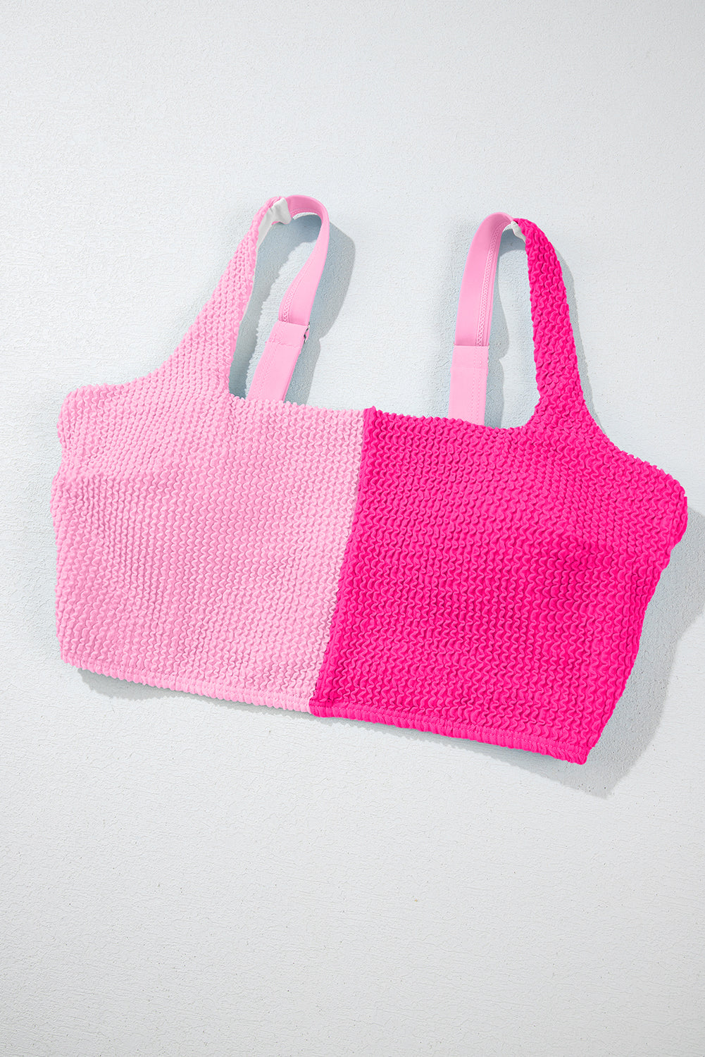 Colorblock Corded Top & High Waist Bikini Set