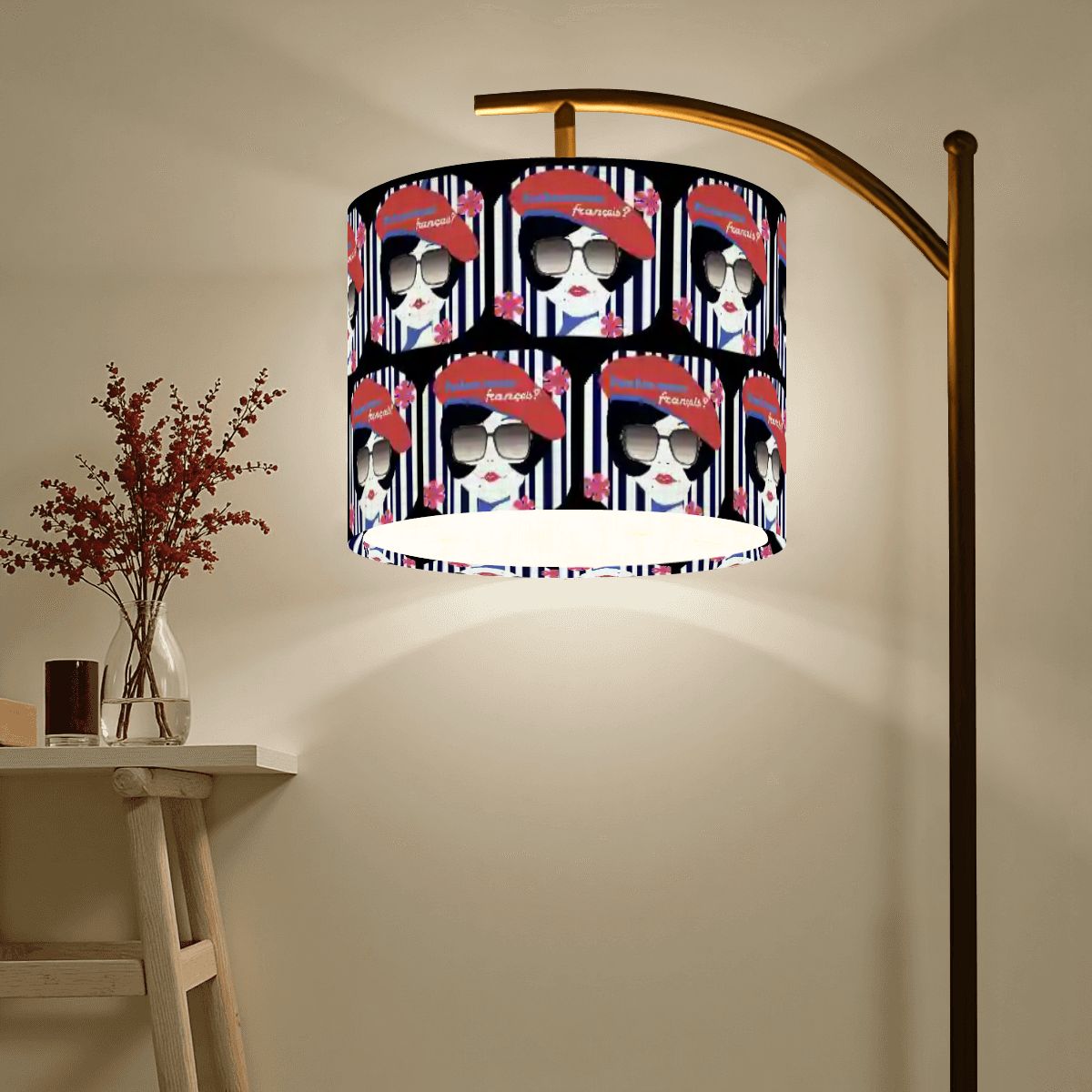 Parlez-vous Francais?  French Girl Arc Floor Lamp (Made in USA)