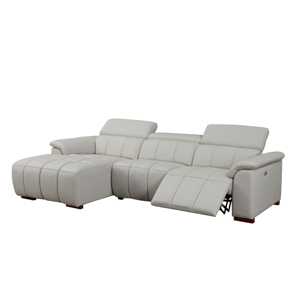 Wall-Hugger Reclining Sofa Modern Electric Control Genuine Leather L Shaped Couch,Lounge Seat Theater Seating Furniture with USB Port, Sofa with Headrest & Footrest for Living Room,Apartment,Office