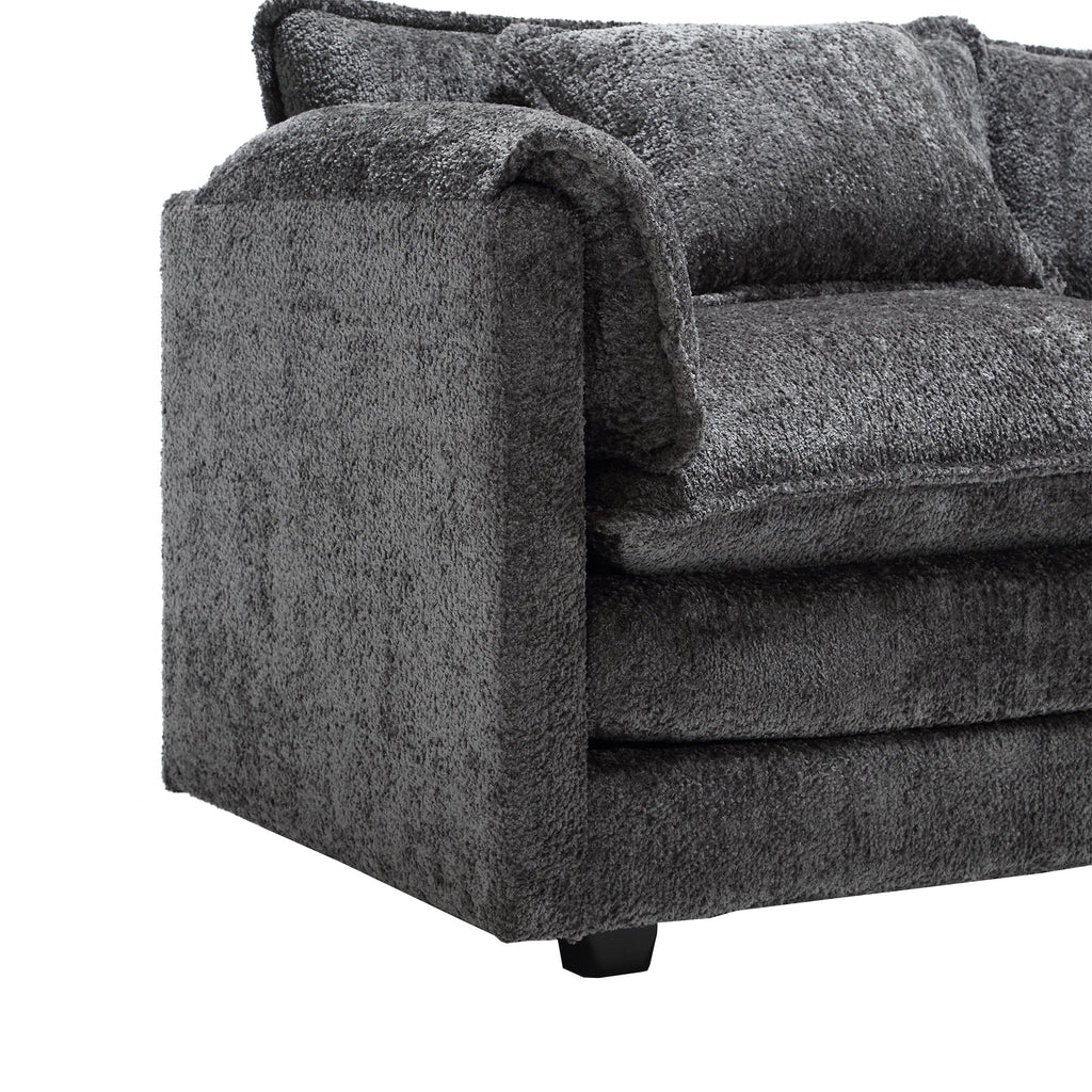 UNITED WE WIN 112' Oversized Sectional Sofa Cloud Couch for Living Room, Modern Chenille L Shaped Couch, Comfy Boucle Modular Sofa Sleeper with Moveable Ottoman & Memory Foam