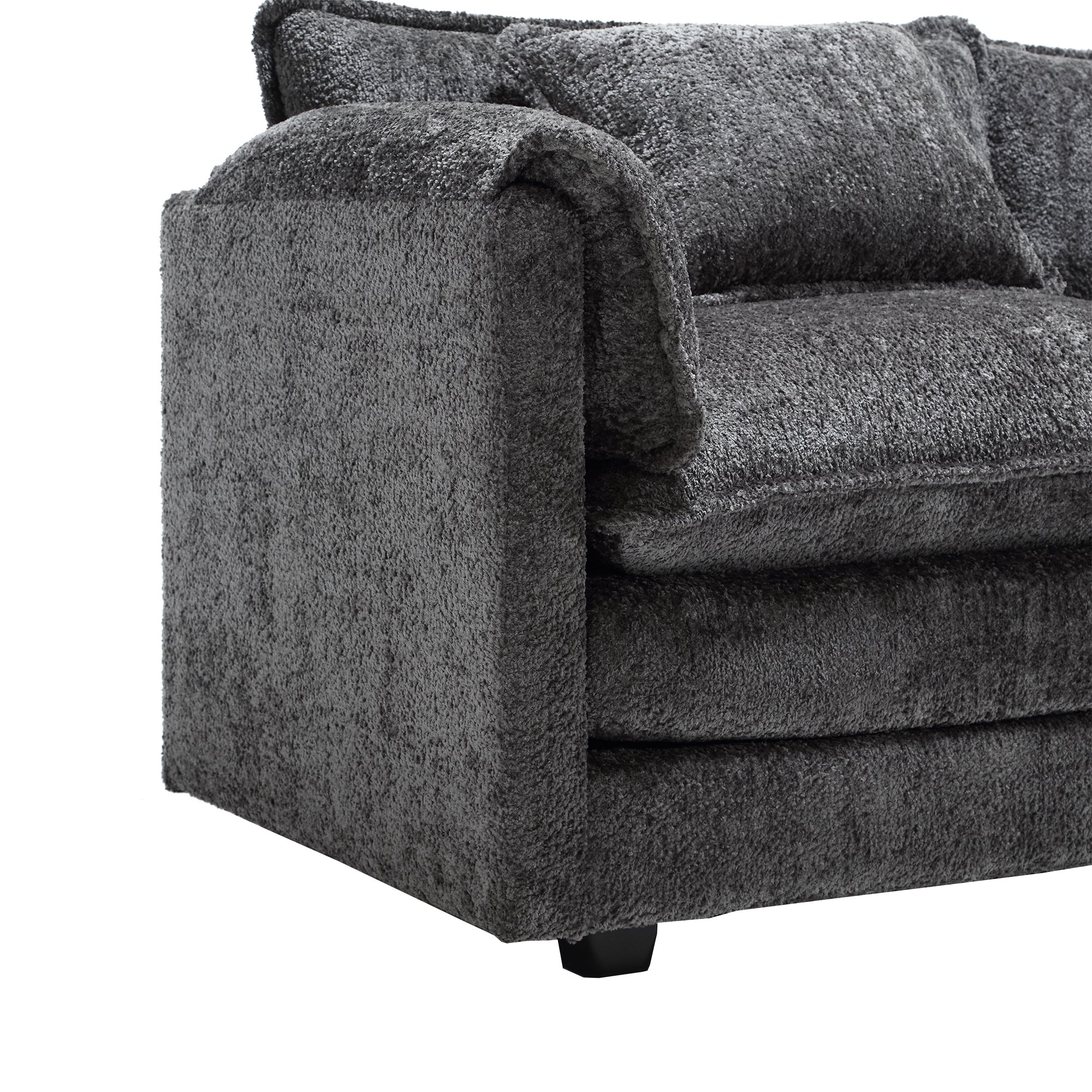 UNITED WE WIN 112' Oversized Sectional Sofa Cloud Couch for Living Room, Modern Chenille L Shaped Couch, Comfy Boucle Modular Sofa Sleeper with Moveable Ottoman & Memory Foam