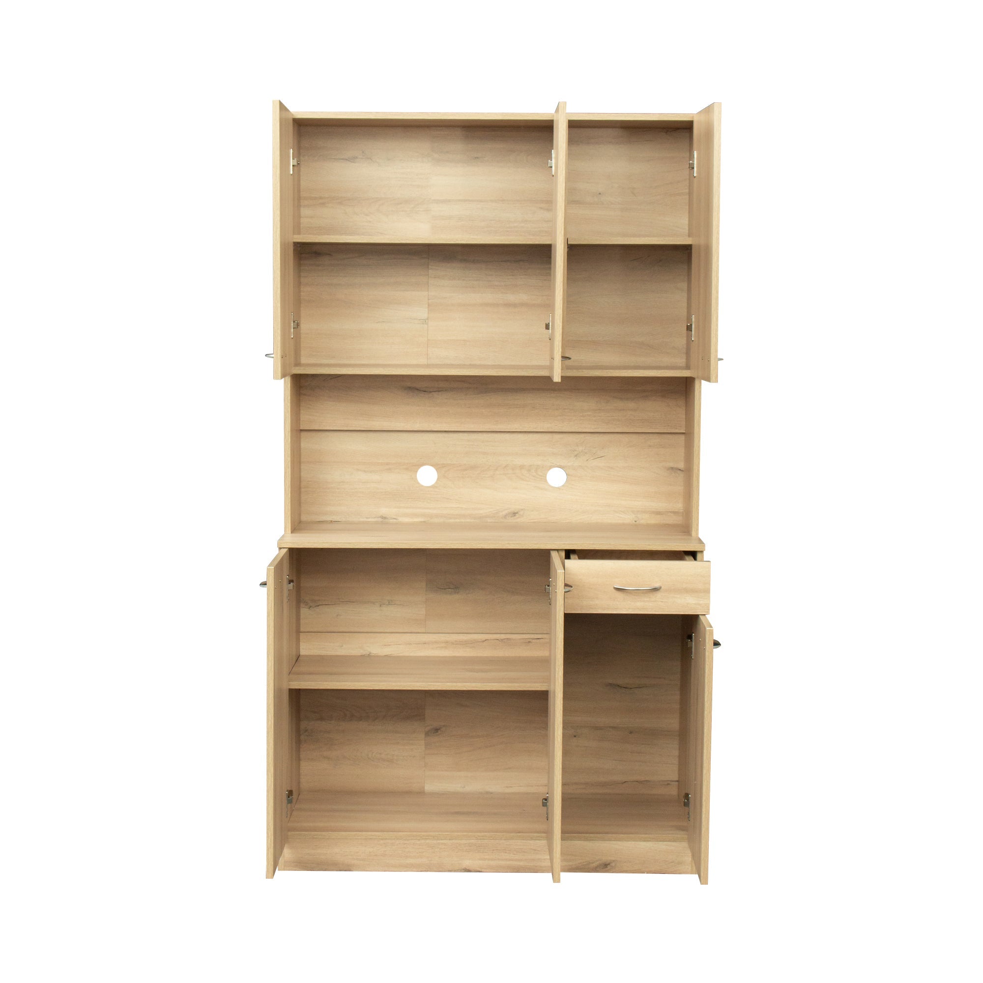 70.87' Tall Wardrobe& Kitchen Cabinet, with 6-Doors, 1-Open Shelves and 1-Drawer for bedroom,Rustic Oak