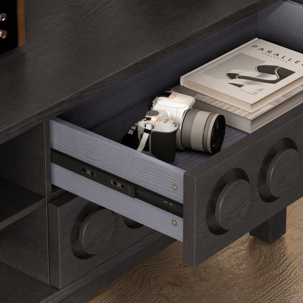 TV Stand for TVs up to 75', Media Console with 4 Drawers, Entertainment Center with Storage for Living Room and Bedroom(Black)