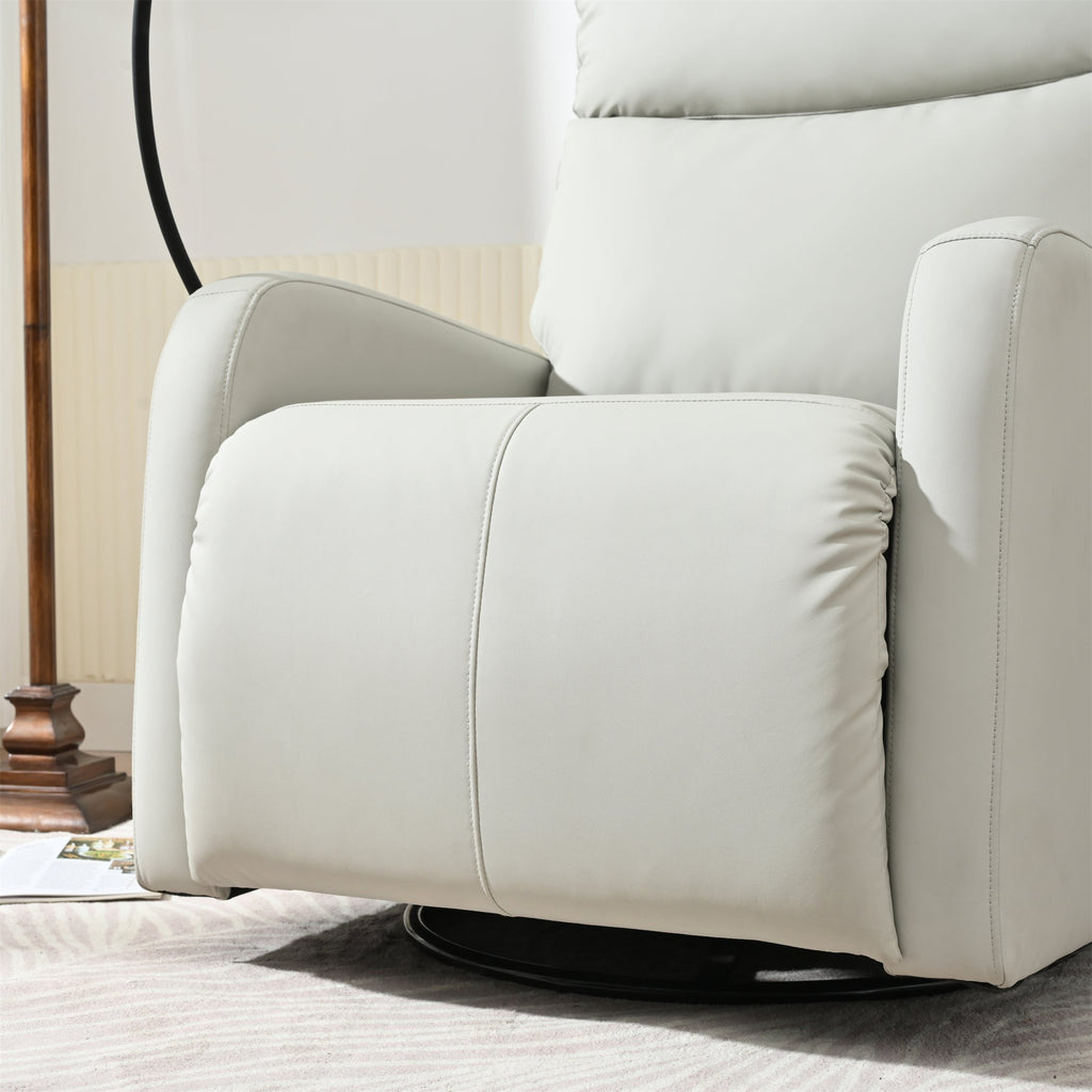 Rocking Recliner Chair, 360° Swivel Nursery Rocking Chair, Glider Chair, Modern Small Rocking Swivel Recliner Chair, Home Theater Seat, Phone Holder (Light Gray+360° Swivel)