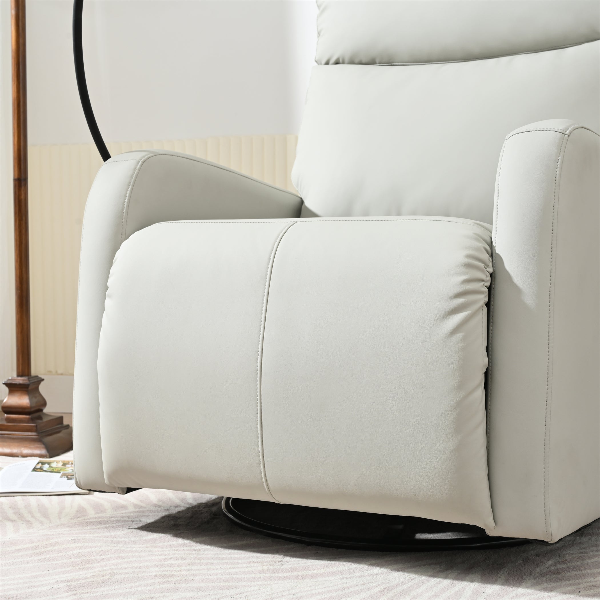 Rocking Recliner Chair, 360° Swivel Nursery Rocking Chair, Glider Chair, Modern Small Rocking Swivel Recliner Chair, Home Theater Seat, Phone Holder (Light Gray+360° Swivel)