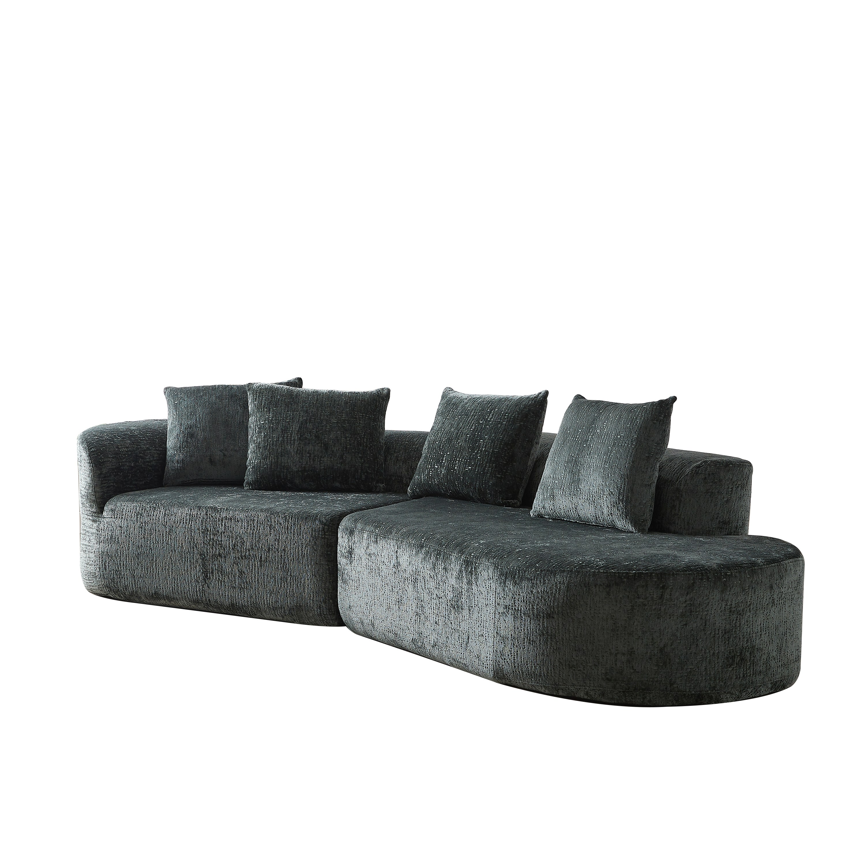Modern Upholstered Oversized Sectional Sofa, 114-Inch Chenille 4-Seater Extra Deep & Wide Seat Curved Cloud Couch with 4 Throw Pillows, Free Combination Sofa Couch for Living Room,Bedroom