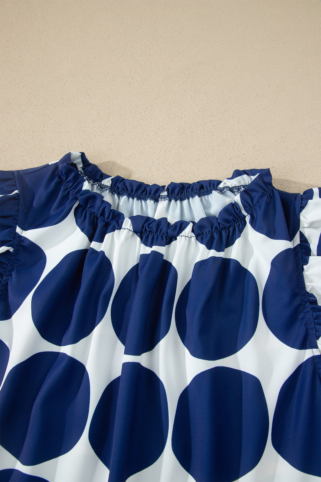 Polka Dot Frilled Round Neck Tank Top
