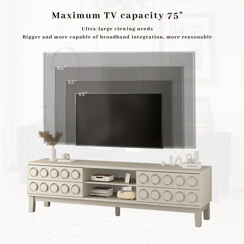 TV Stand for TVs up to 75', Media Console with 4 Drawers, Entertainment Center with Storage for Living Room and Bedroom(White)