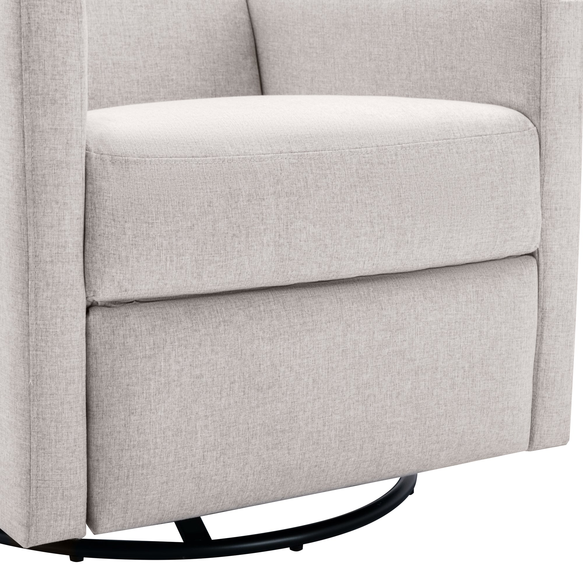 Modern Upholstered Rocker Nursery Chair with Plush Seating, Tan Linen, Swivel Recliner