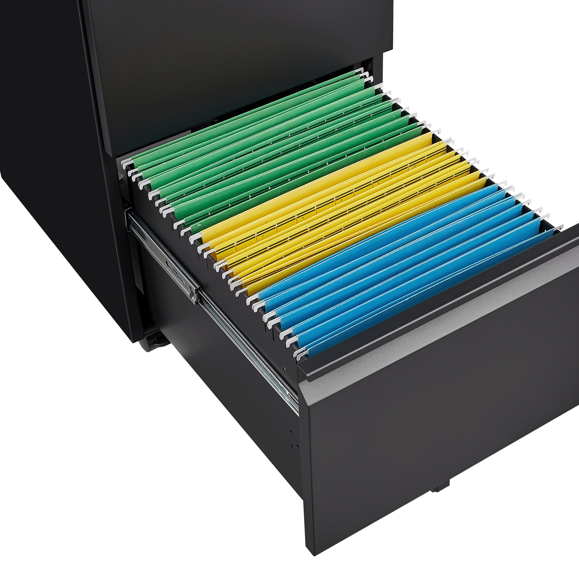 Metal Black 2 Drawer File Cabinet with Lock, Mobile Filing Cabinet for Home Office, Fits Letter/Legal/A4
