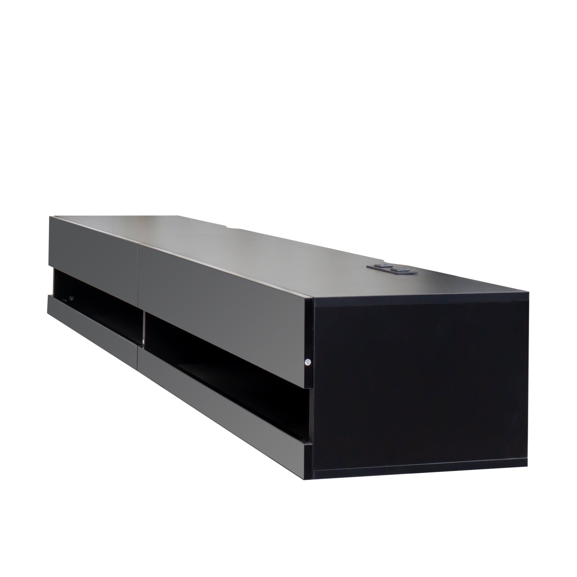 180 Wall Mounted Floating 80' TV Stand with 20 Color LEDs  and  Charging Station