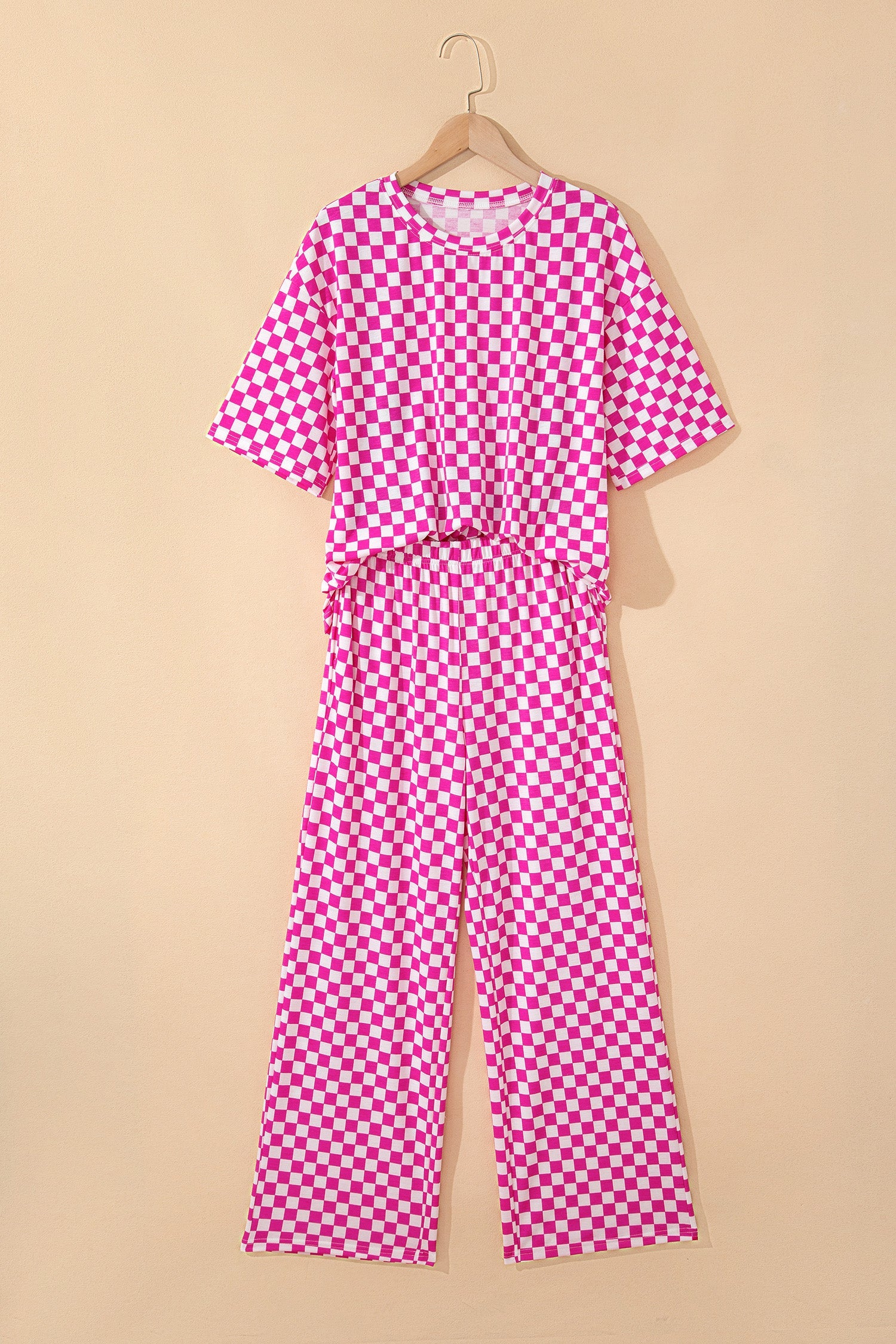 Checker Short Sleeve Tee & Pants Lounge Set