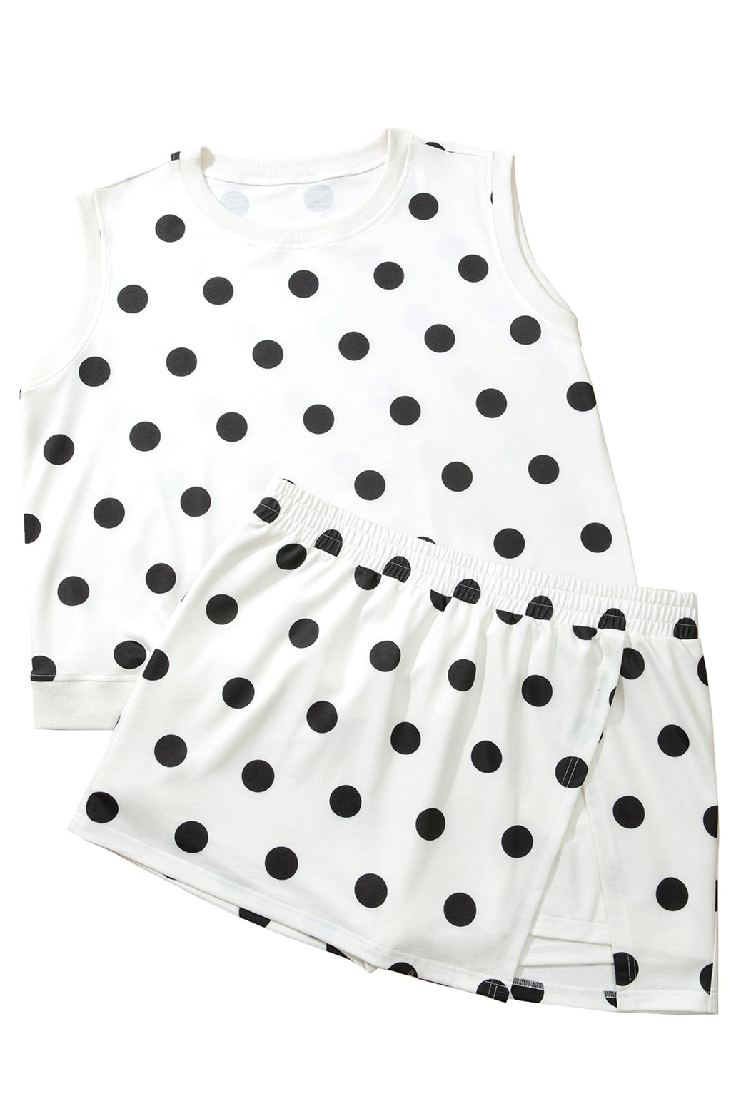 Plus Size Polka Dot Tank & Split Skort Set