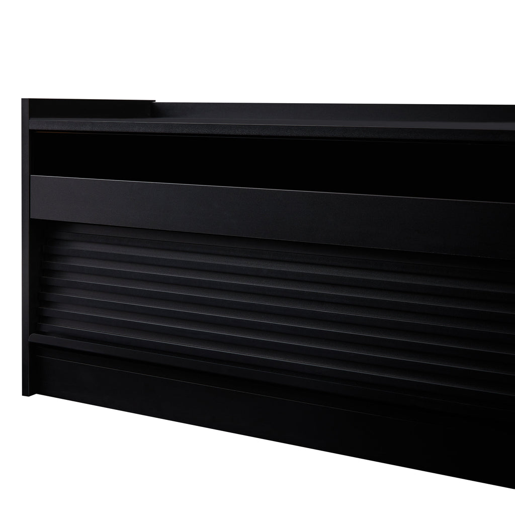 Mirod Modern TV Stand with Ample Storage,4 Drawer Design with Tempered Glass ,Built-in Charging Ports and Ambient LED Lighting ,Versatile for Any Decor Style