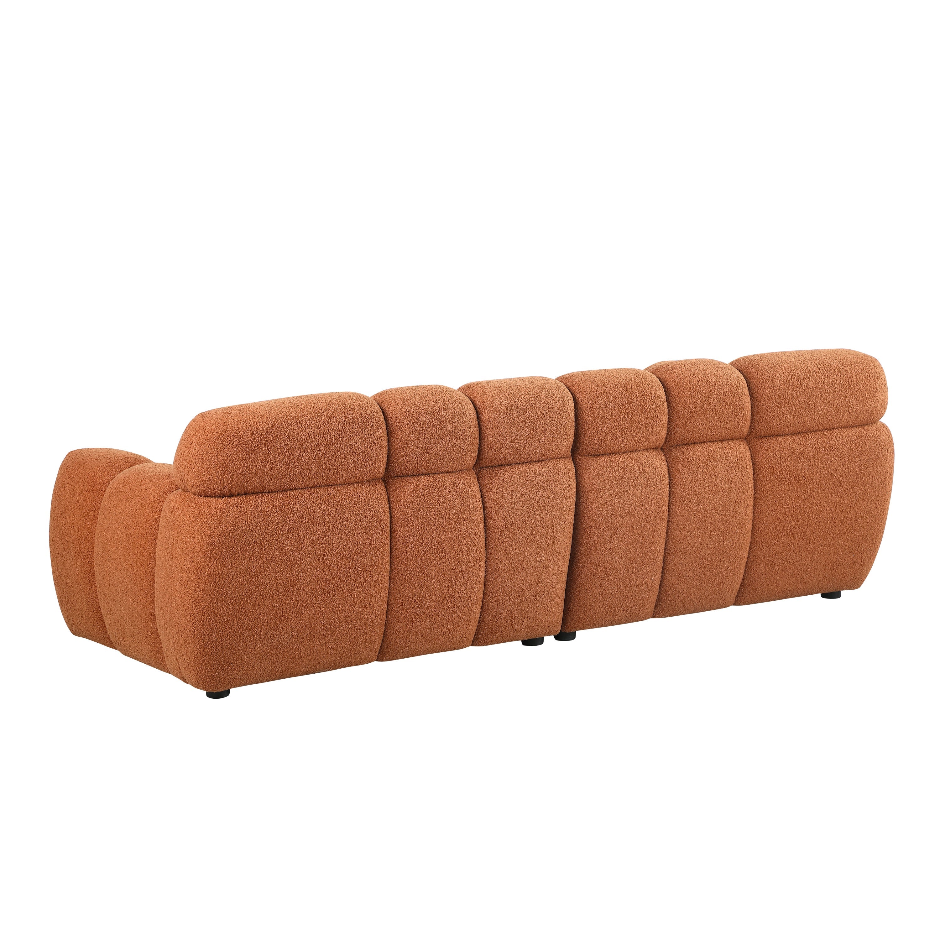 87.4 length ,35.83' deepth ,human body structure for USA people,  marshmallow sofa,boucle sofa ,3 seater, LIGHT BROWN   BOUCLE