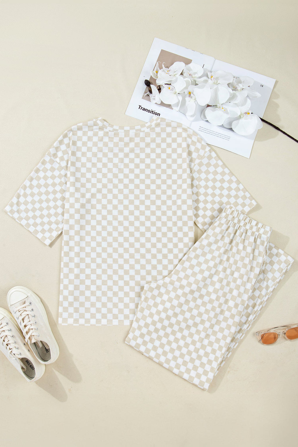 Checker Short Sleeve Tee & Lounge Pant Set