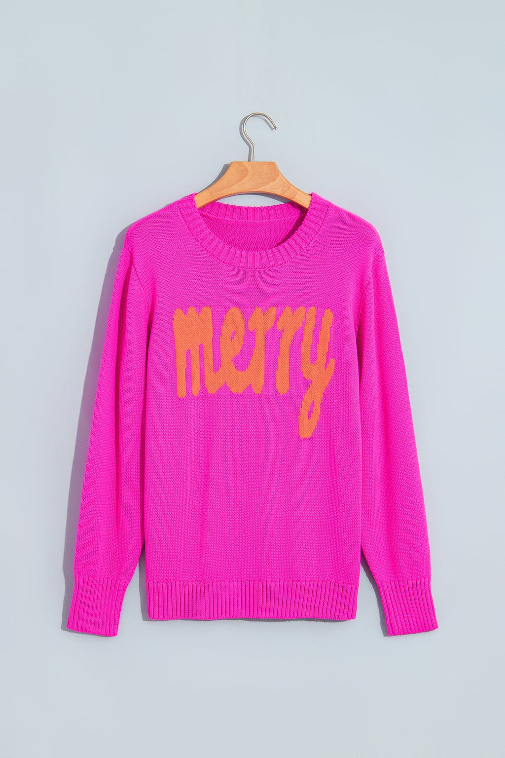 Christmas MERRY Letter Print Ribbed Trim Sweater