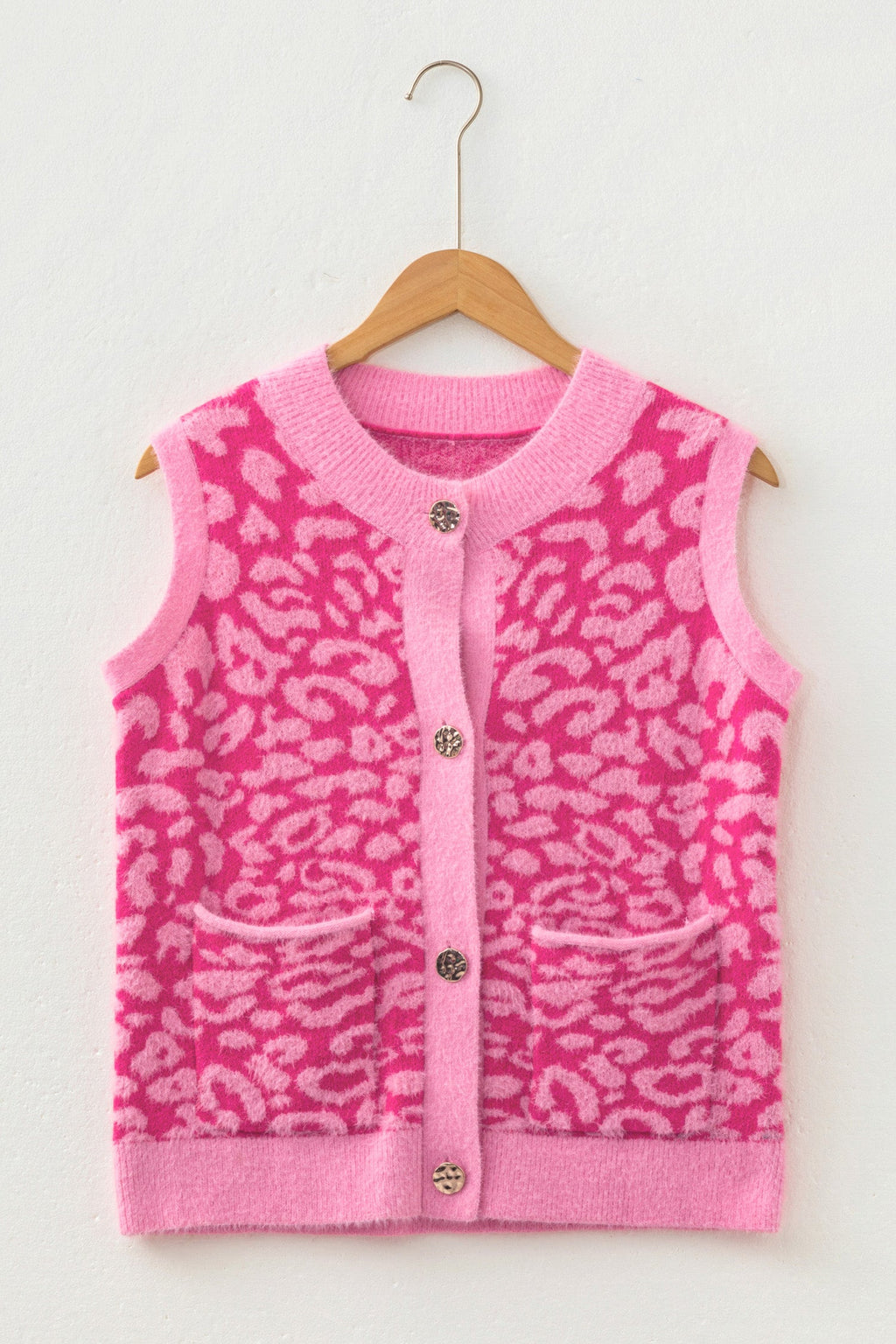 Leopard Sleeveless Regular Wash Knit Vest