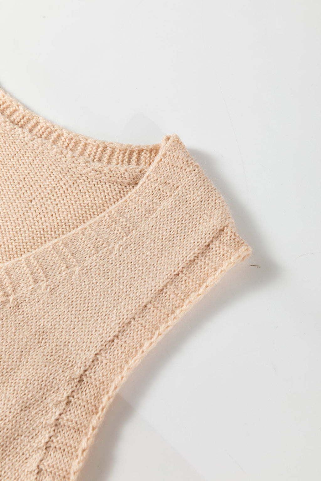 Solid Ribbed Trim Deep V-Neck Sleeveless Tunic Sweater