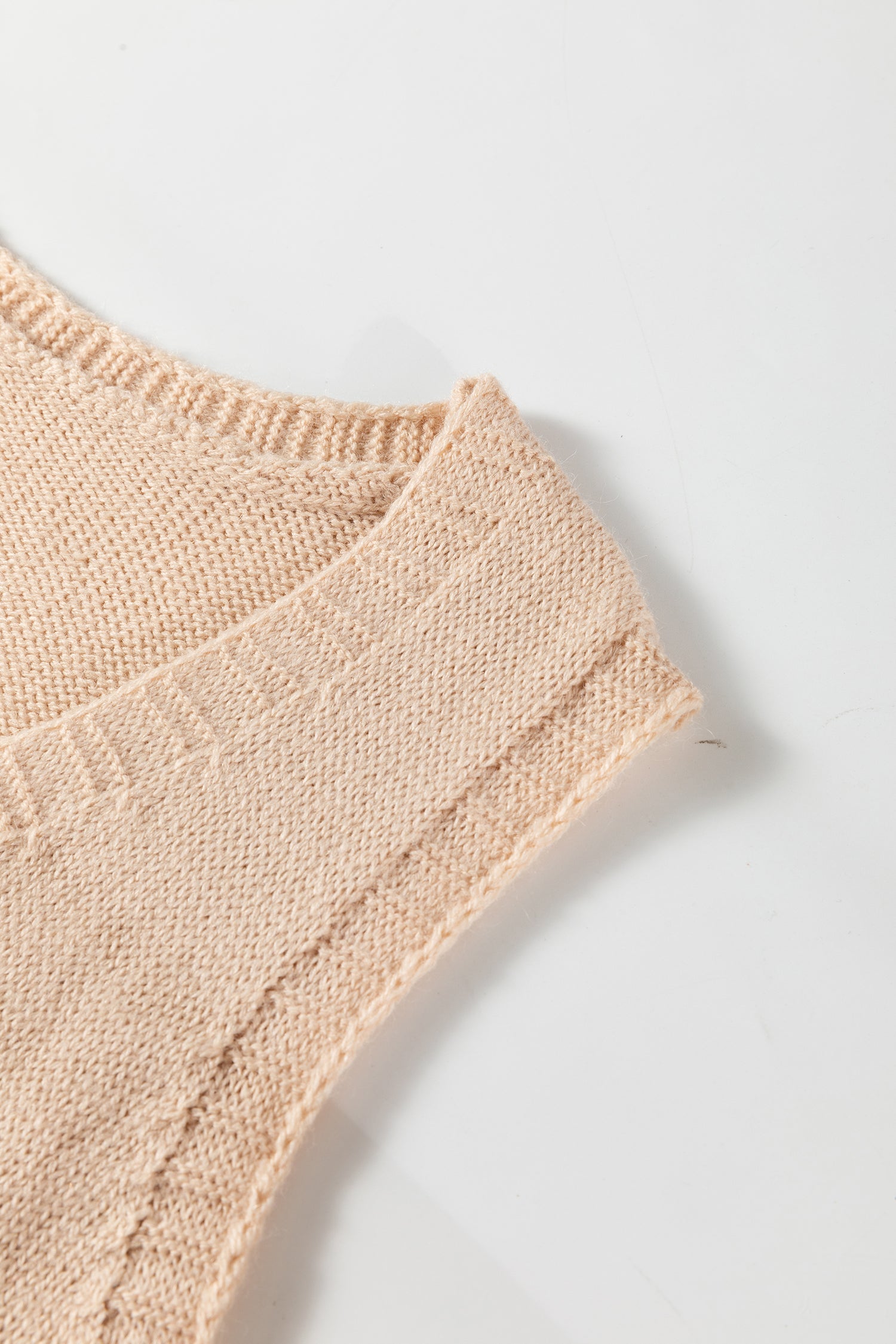 Solid Ribbed Trim Deep V-Neck Sleeveless Tunic Sweater
