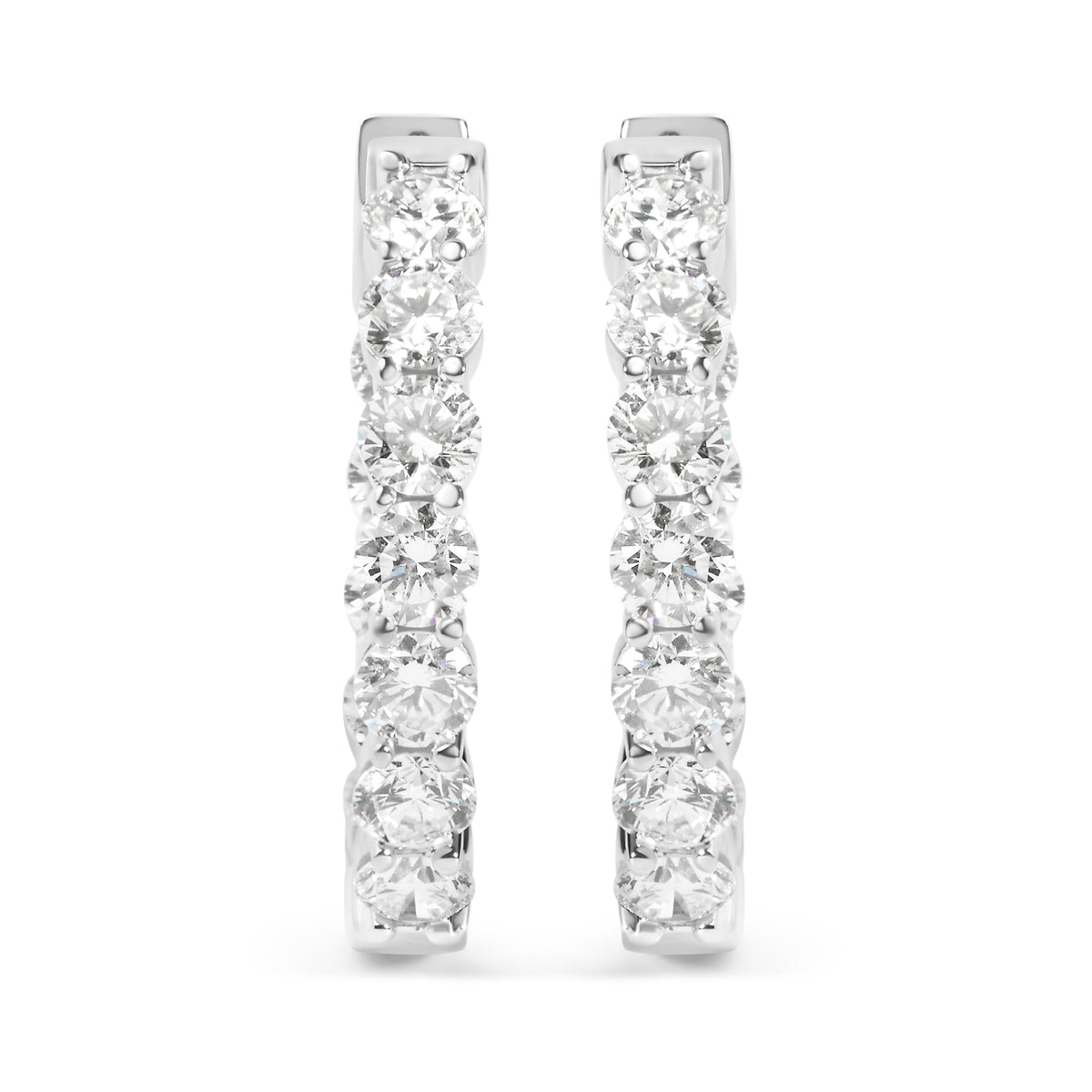 14K White Gold 5.00 Cttw Lab-Grown Diamond Inside Out Hoop Earrings