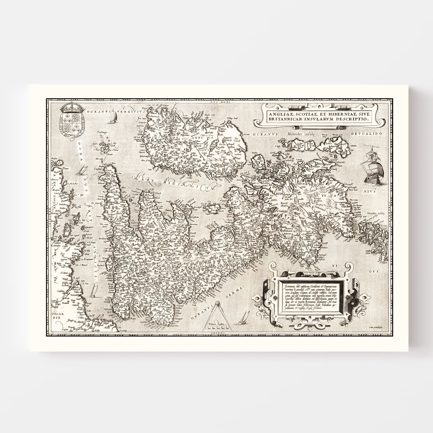 Vintage Map of England, Scotland, Ireland 1570