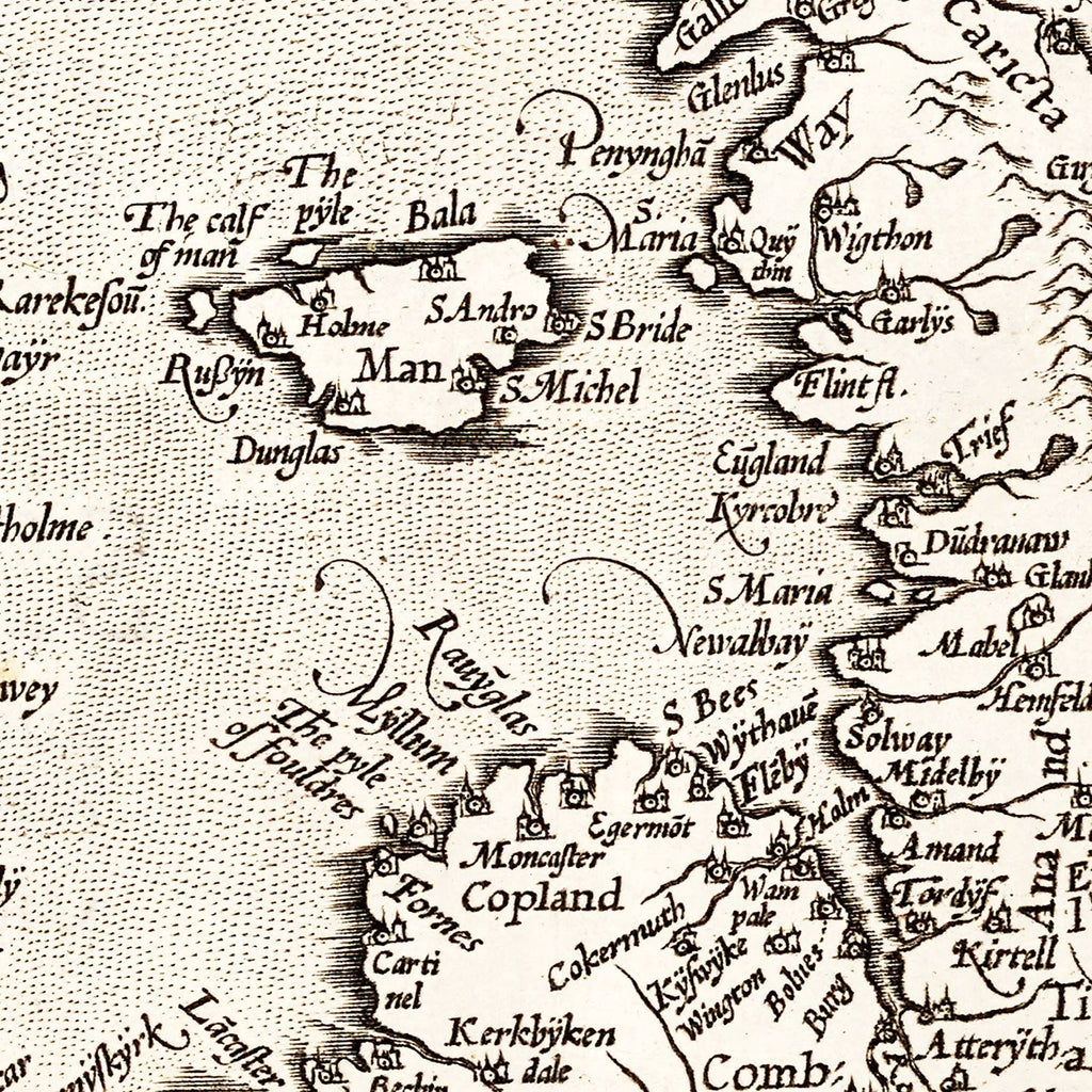 Vintage Map of England, Scotland, Ireland 1570