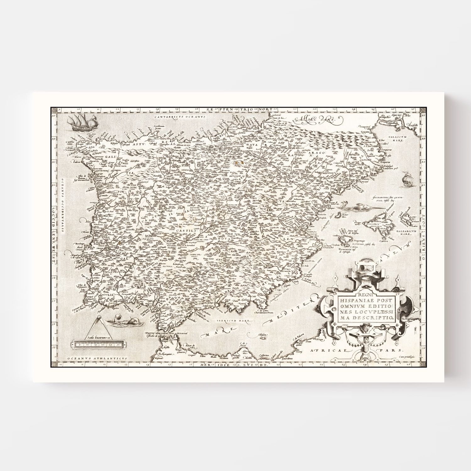 Vintage Map of Portugal 1570