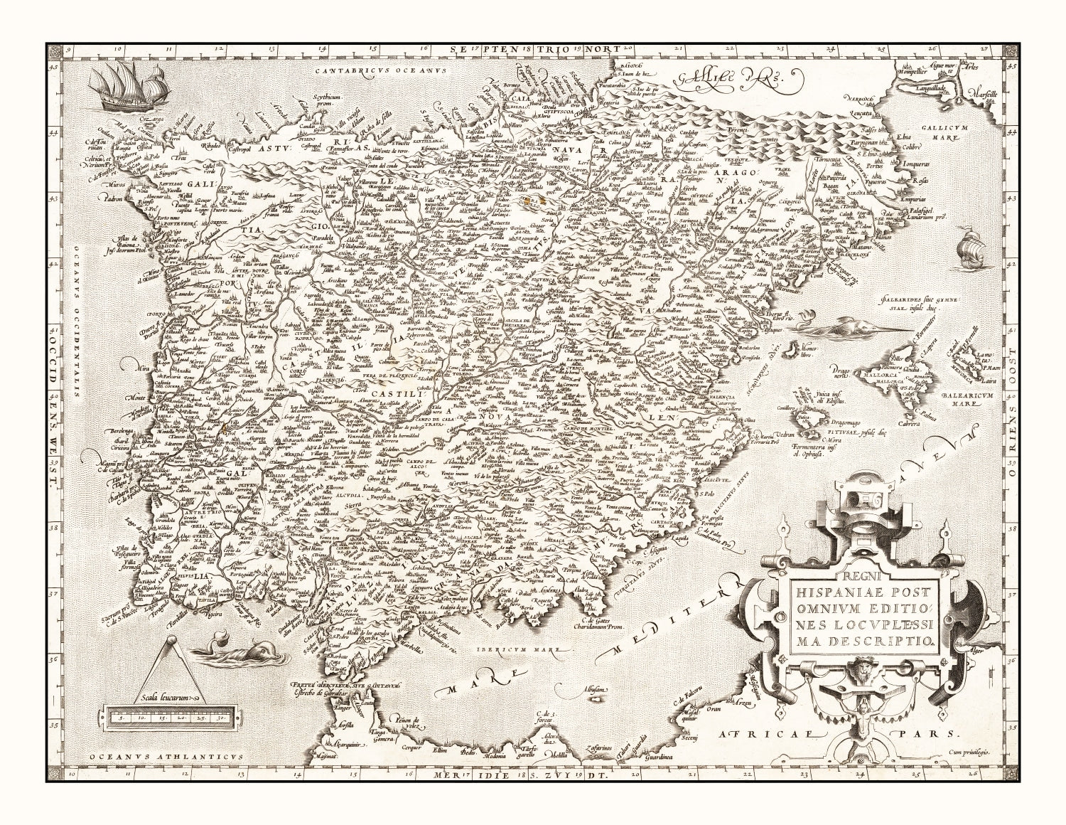 Vintage Map of Portugal 1570