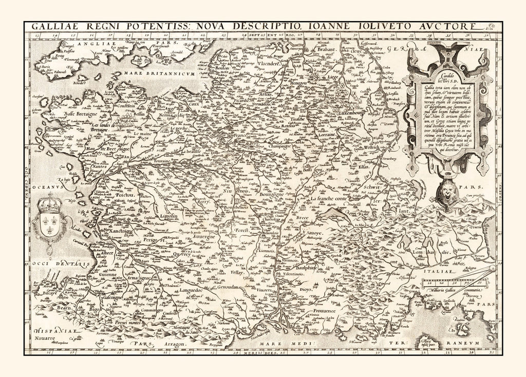Vintage Map of France 1570