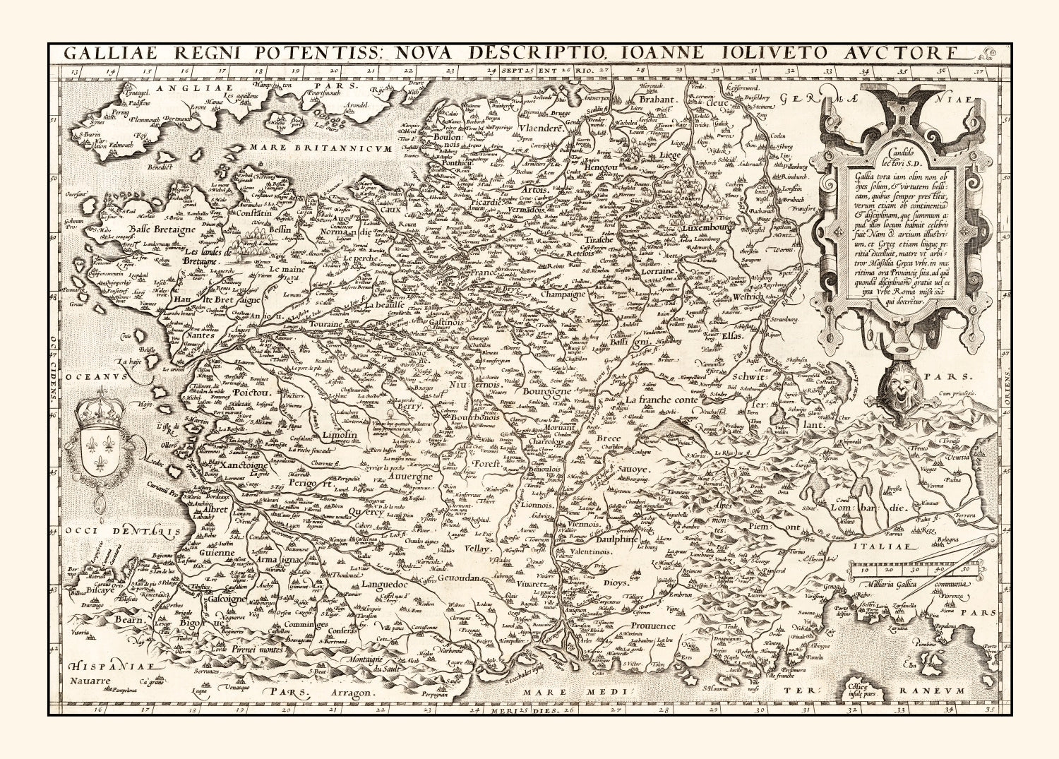 Vintage Map of France 1570
