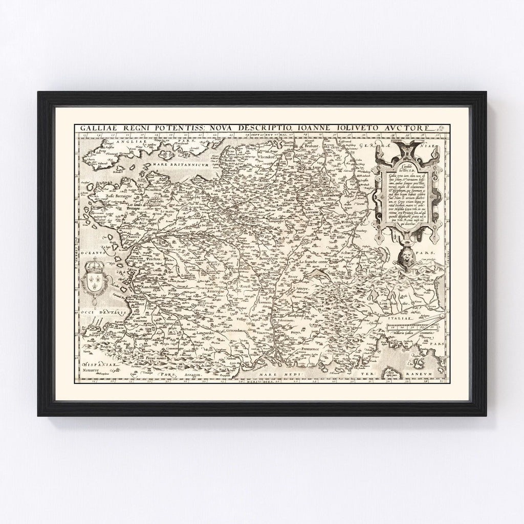 Vintage Map of France 1570