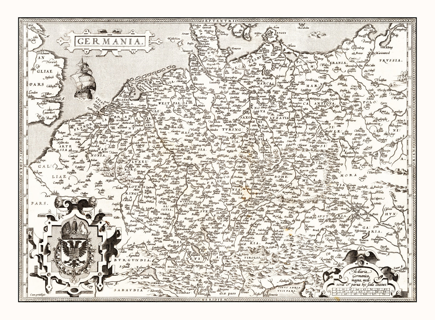 Vintage Map of Germania 1570