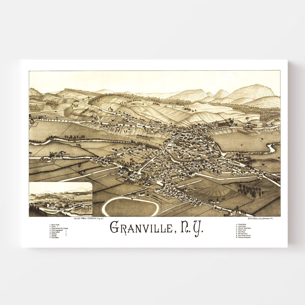 Vintage Map of Granville, New York 1886
