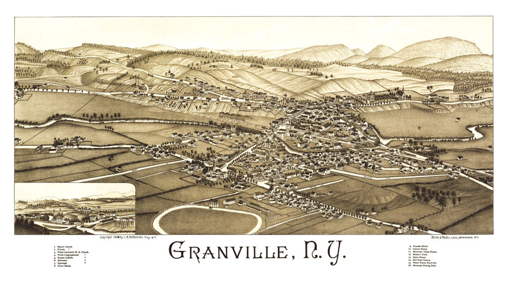 Vintage Map of Granville, New York 1886