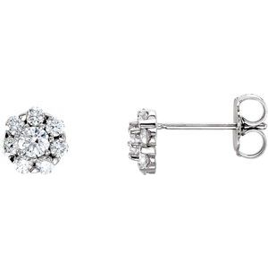 14K White Gold 5/8 CTW Natural Diamond Cluster Earrings