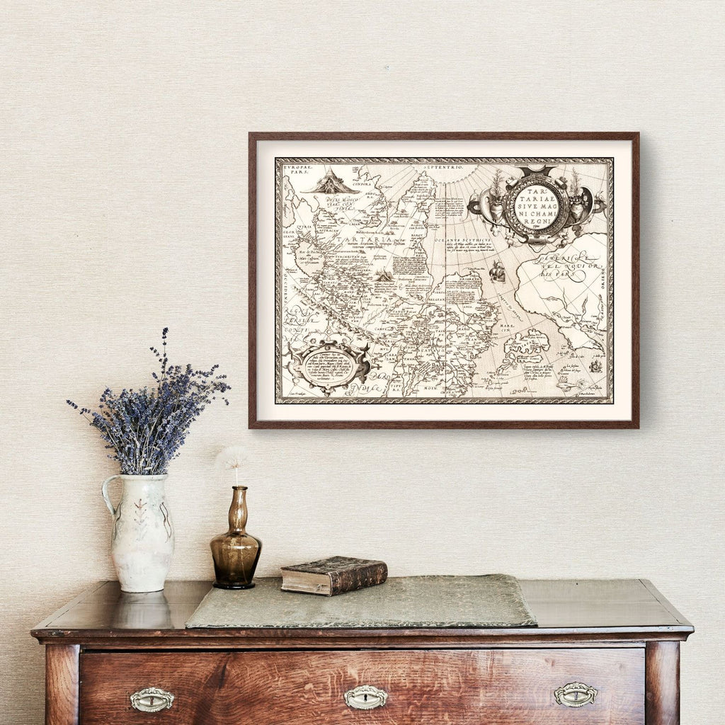 Vintage Map of Russia, Japan & China 1570