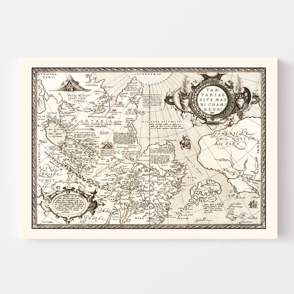 Vintage Map of Russia, Japan & China 1570