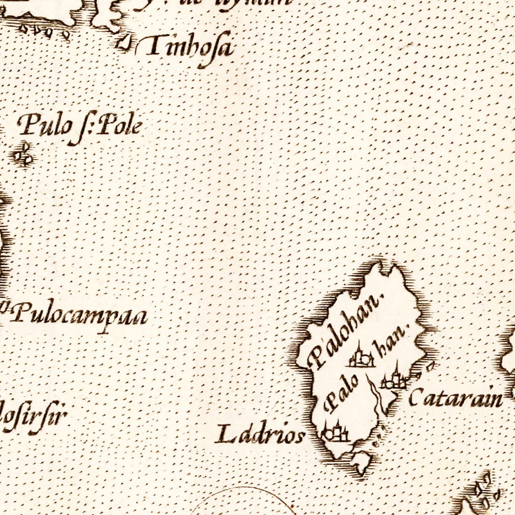 Vintage Map of India, Japan, China & Indonesia 1570