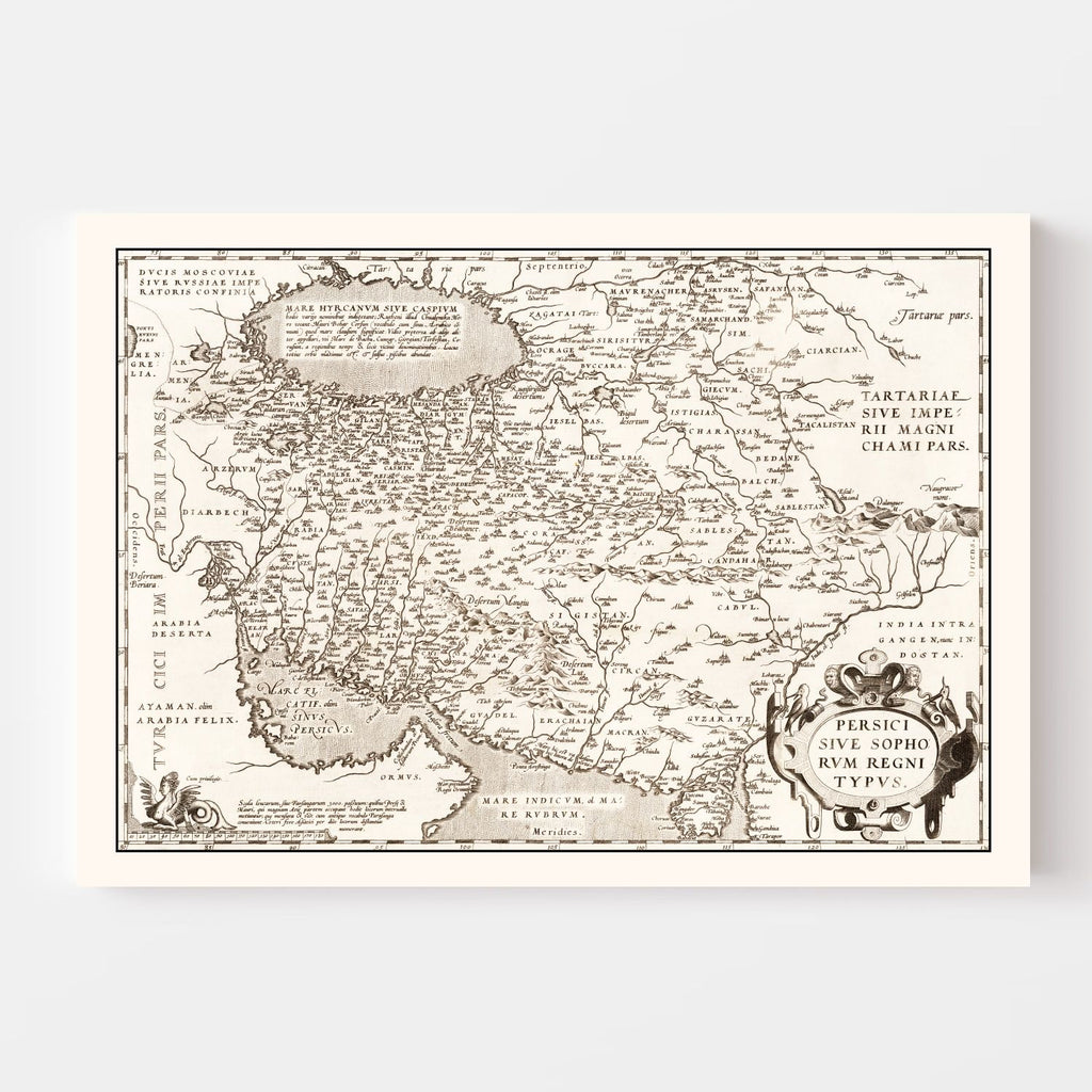 Vintage Map of Persian Empire, 1570