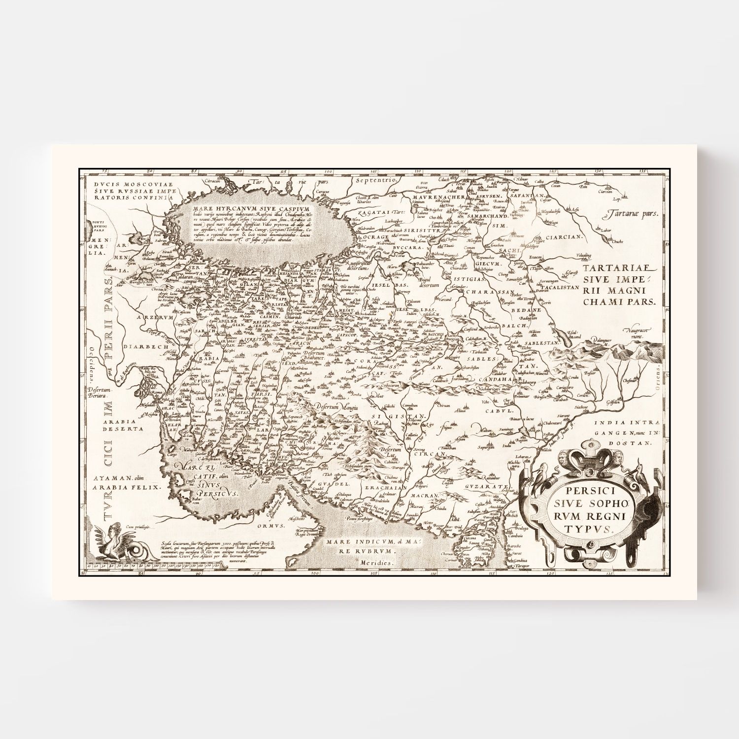 Vintage Map of Persian Empire, 1570