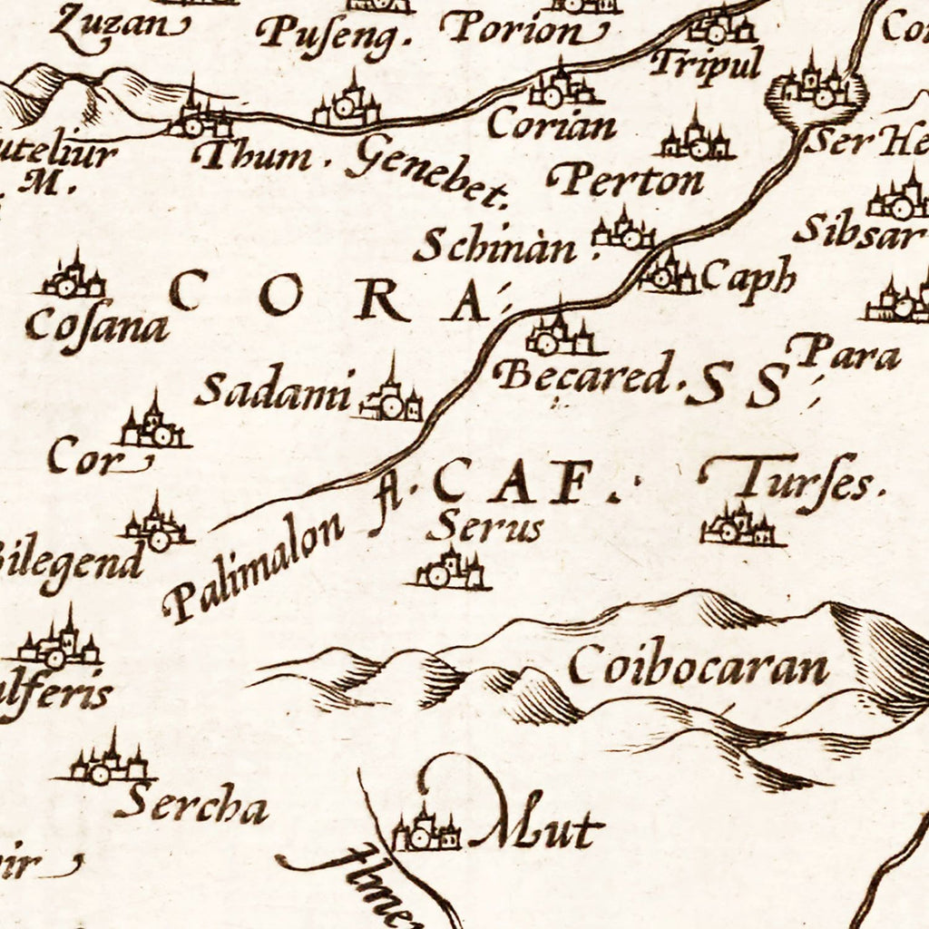 Vintage Map of Persian Empire, 1570