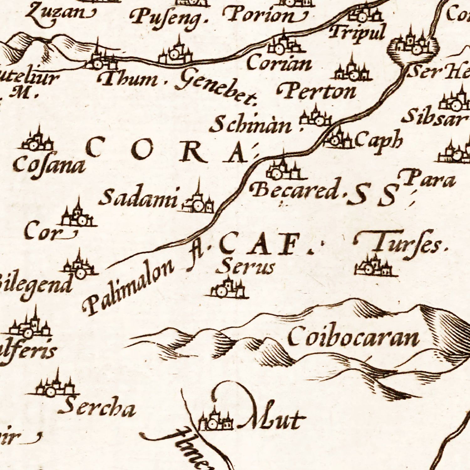 Vintage Map of Persian Empire, 1570
