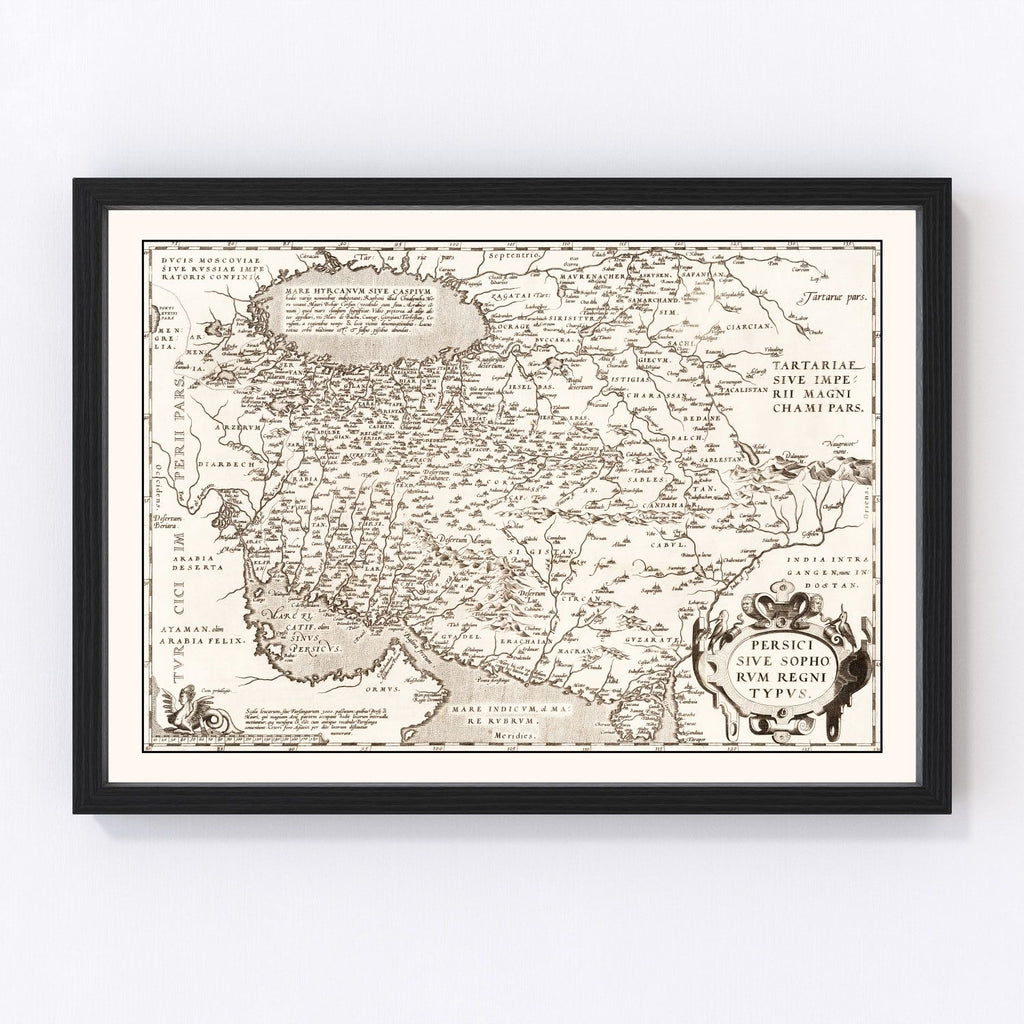 Vintage Map of Persian Empire, 1570