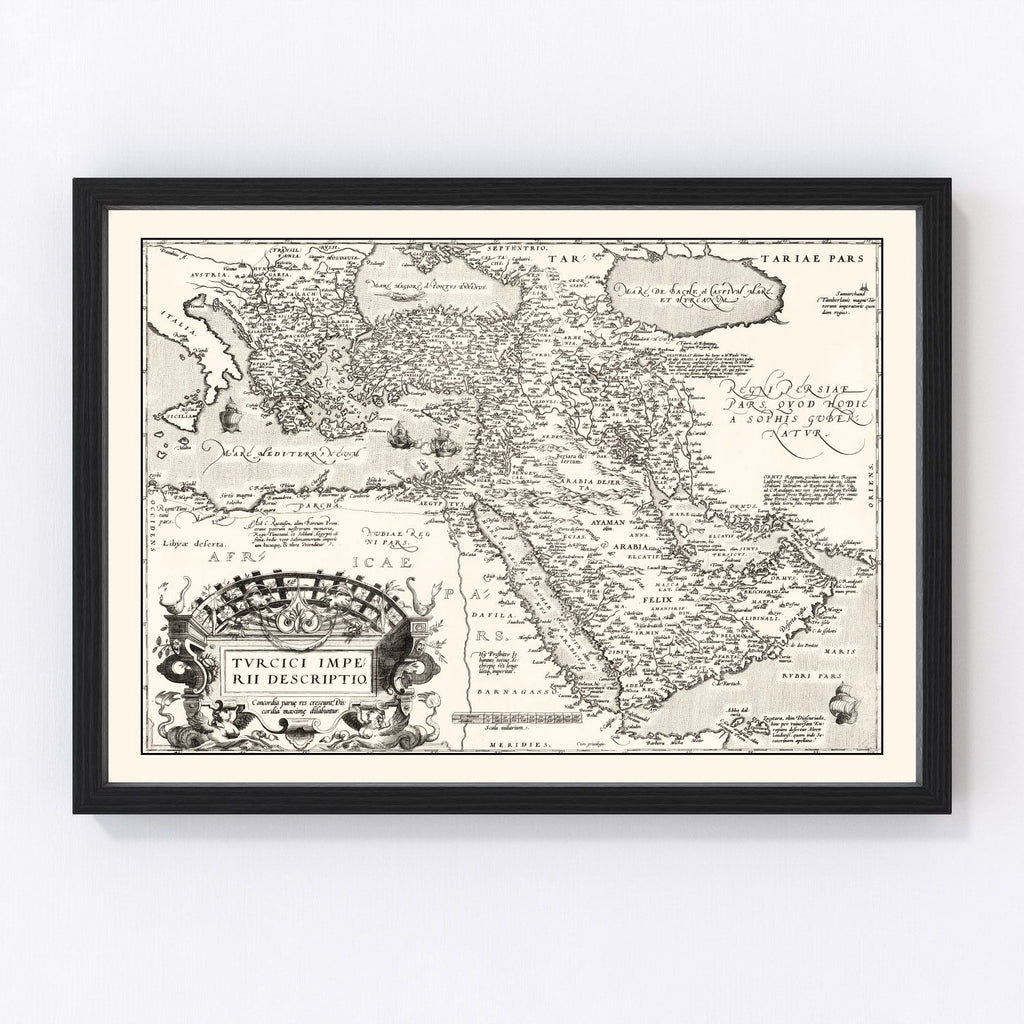 Vintage Map of Turkish Empire, 1570